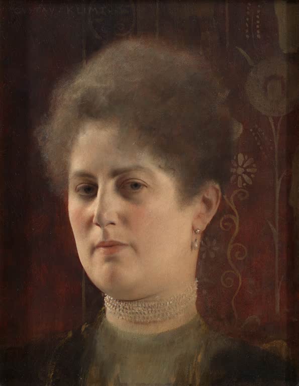 Kunstdruck des Gemäldes „Bildnis einer unbekannten Frau“ von Gustav Klimt – hochwertige Reproduktion eines eleganten Jugendstil-Porträts.