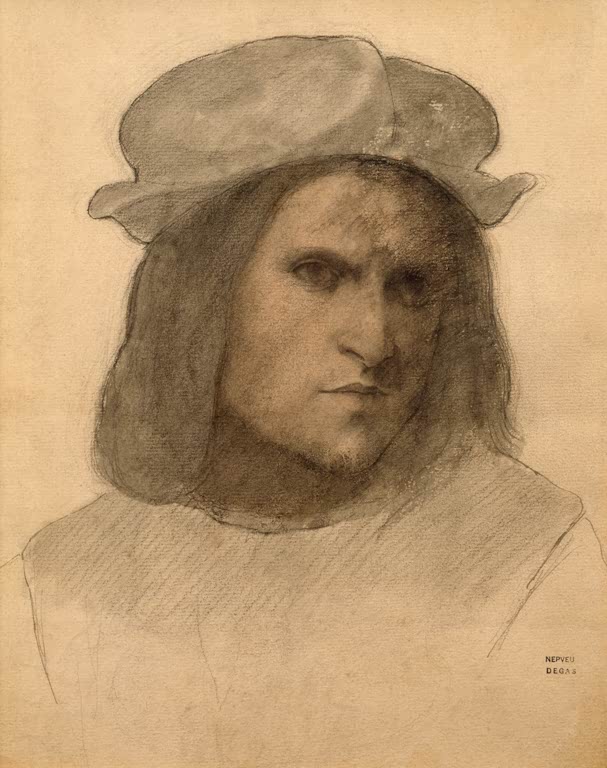 Kunstdruck des Gemäldes Bildnis eines Mannes nach Franciabigio von Edgar Degas, in Deutschland handgefertigt