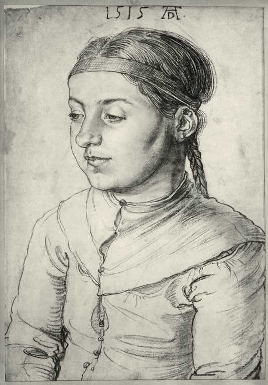 Kunstdruck von „Bildnis eines jungen Mädchens“ von Albrecht Dürer. Fein ausgearbeitetes Renaissance-Porträt eines jungen Mädchens, in Deutschland handgefertigt.