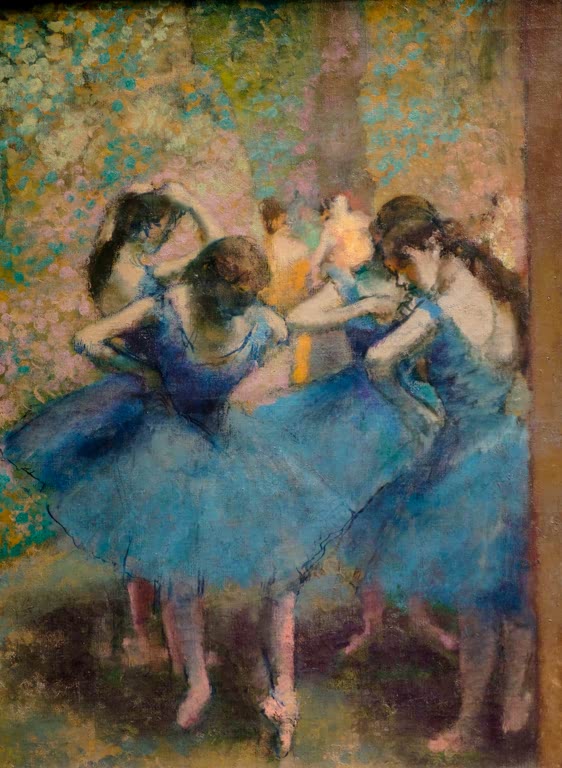 Kunstdruck von „Blaue Tänzerinnen“ von Edgar Degas, handgefertigt in Deutschland als Leinwand oder Poster erhältlich