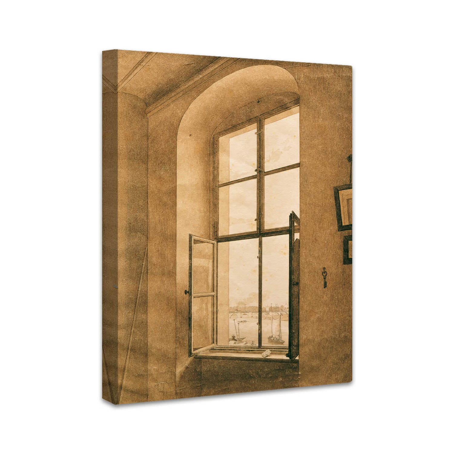 Blick aus dem Atelier des Künstlers in Dresden auf die Elbe (linkes Fenster) | Caspar David Friedrich