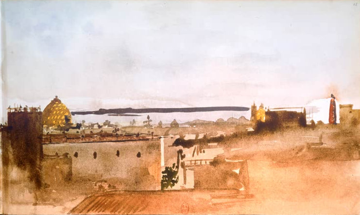Kunstdruck des Gemäldes Blick auf Neapel, Italien von Edgar Degas mit einer Landschaftsansicht der Stadt Neapel und ihrer Umgebung.