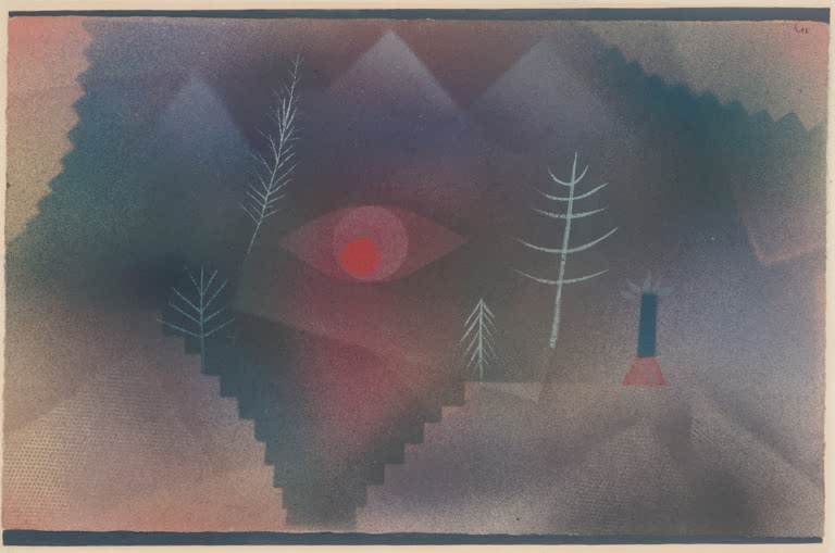 Kunstdruck „Blick einer Landschaft“ von Paul Klee mit abstrakter Landschaft und geometrischen Formen in harmonischer Farbgestaltung