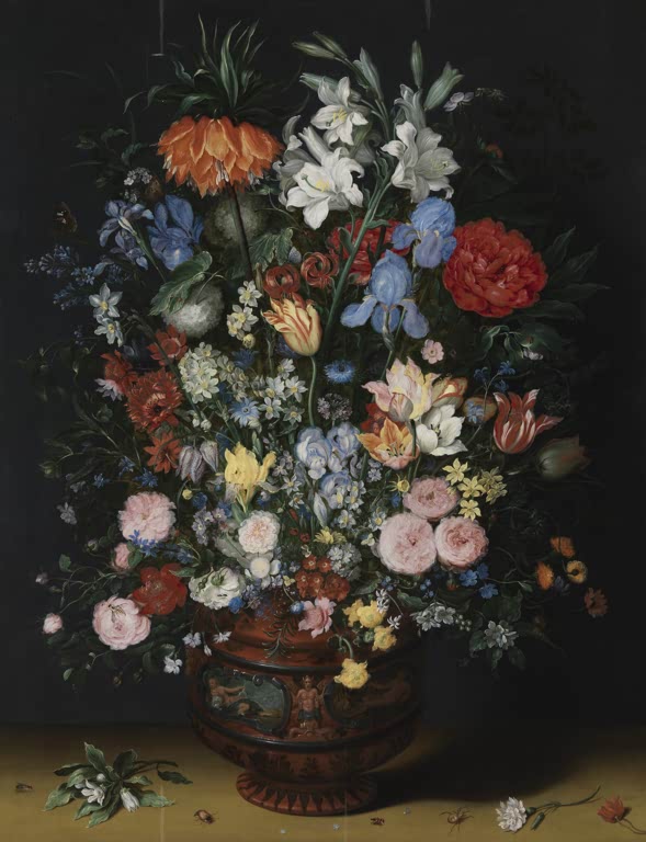 Kunstdruck von „Blumen in einer Vase“ von Jan Brueghel d. Ä. mit detailreichem Blumenstillleben in einer eleganten Vase