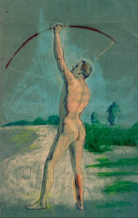 Kunstdruck des Gemäldes „Bogenschütze“ von August Macke. Hochwertig in Deutschland von Hand gefertigt, erhältlich als Poster oder Leinwand und optional gerahmt.