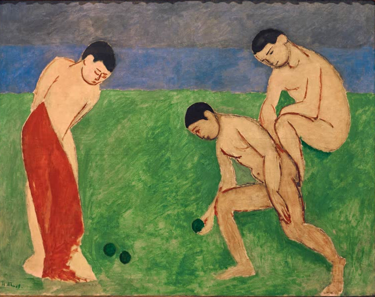 Kunstdruck des Gemäldes Boules-Spieler von Henri Matisse, handgefertigt in Deutschland als Poster oder Leinwand erhältlich