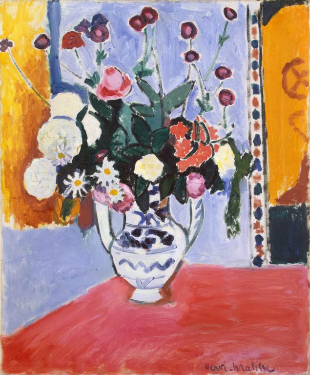 Kunstdruck des Gemäldes „Bouquet (Vase mit zwei Henkeln)“ von Henri Matisse – hochwertiger Kunstdruck, erhältlich auf Leinwand oder als Poster.