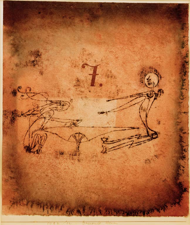 Kunstdruck des Gemäldes Brauende Hexen von Paul Klee, handgefertigt in Deutschland als hochwertiger Kunstdruck.