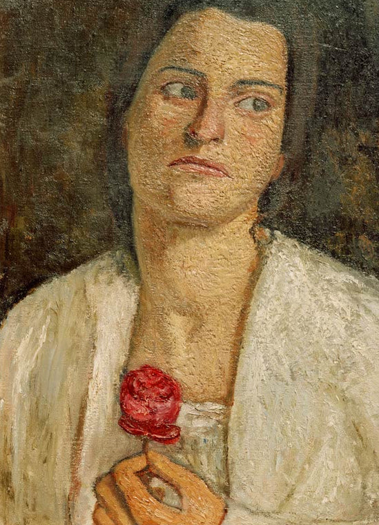 Kunstdruck „Brustbild der Bildhauerin Clara Rilke-Westhoff“ von Paula Modersohn-Becker mit ausdrucksstarkem Porträt