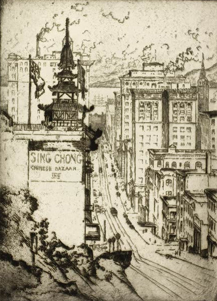 California Street, San Francisco von Bror Julius Olsson Nordfeldt als Kunstdruck, handgefertigt in Deutschland, erhältlich als Poster oder Leinwand.
