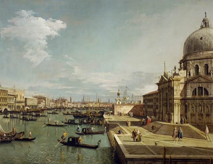 Kunstdruck „Canal Grande in Venedig“ von Antonio Canaletto mit Blick auf die venezianische Architektur am Wasser