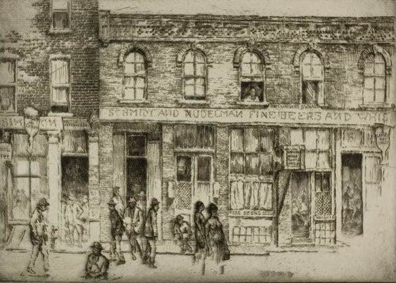 Chicago – Die Zehn-Cent-Unterkunft von Bror Julius Olsson Nordfeldt als Kunstdruck, handgefertigt in Deutschland, erhältlich als Poster oder Leinwand.
