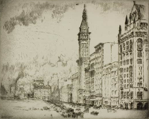 Chicago – Michigan Avenue von Bror Julius Olsson Nordfeldt als Kunstdruck, handgefertigt in Deutschland, erhältlich als Poster oder Leinwand.