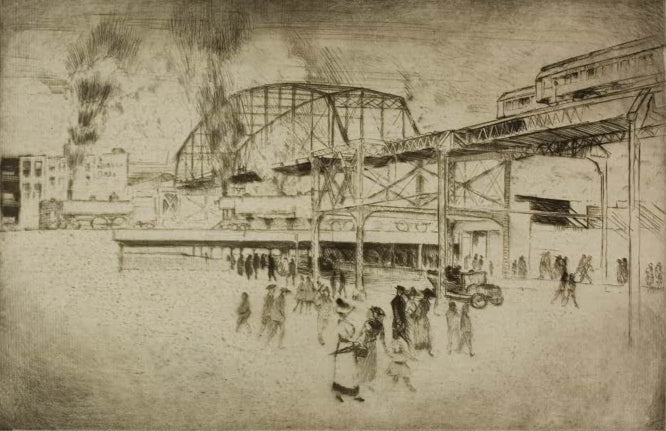 Chicago – Woodlawn, 63rd St. & Jackson Park von Bror Julius Olsson Nordfeldt als Kunstdruck, handgefertigt in Deutschland, erhältlich als Poster oder Leinwand.
