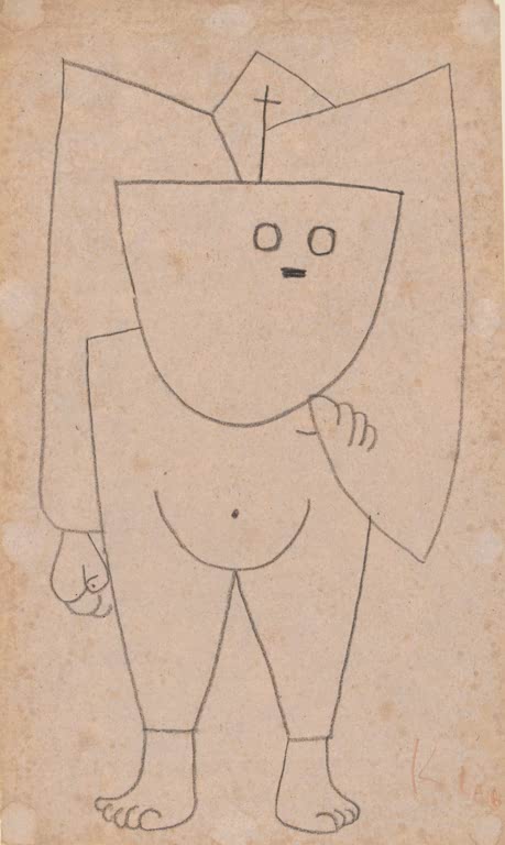 Kunstdruck „Christlicher Geist“ von Paul Klee mit abstrahierter Figur und charakteristischer Farbgestaltung