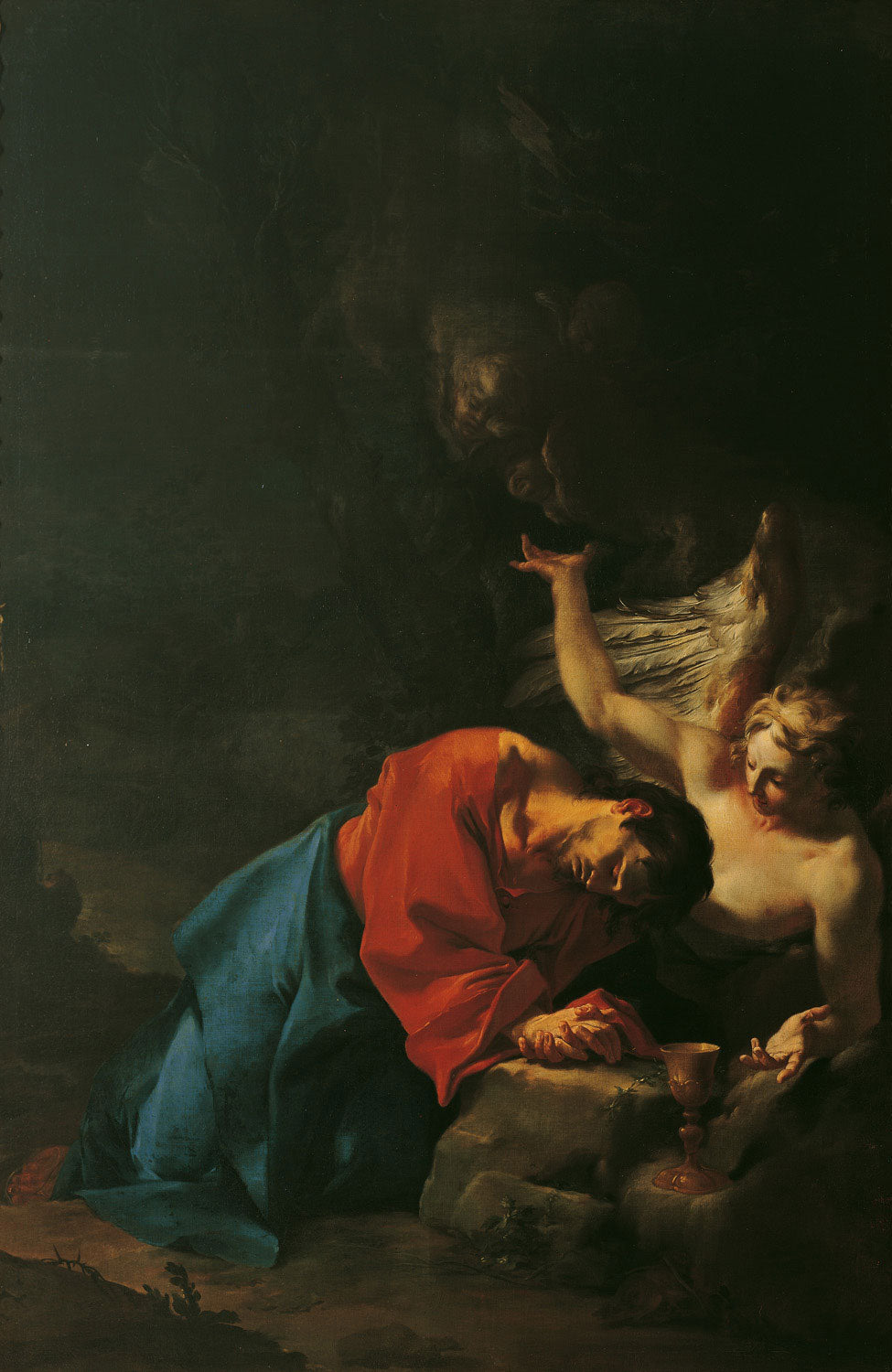 Christus am Ölberg von Paul Troger, barockes Gemälde mit dramatischer Lichtführung und spiritueller Intensität.