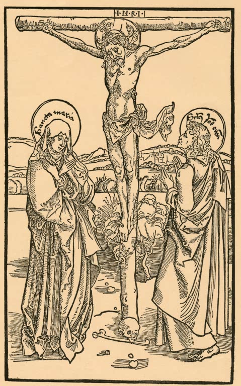 Kunstdruck „Christus am Kreuz“ von Albrecht Dürer mit eindrucksvoller Darstellung der Kreuzigung Christi