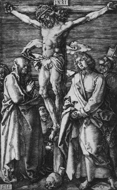 Kunstdruck „Christus am Kreuz“ von Albrecht Dürer mit Christus am Kreuz in einer eindrucksvollen Passionsdarstellung
