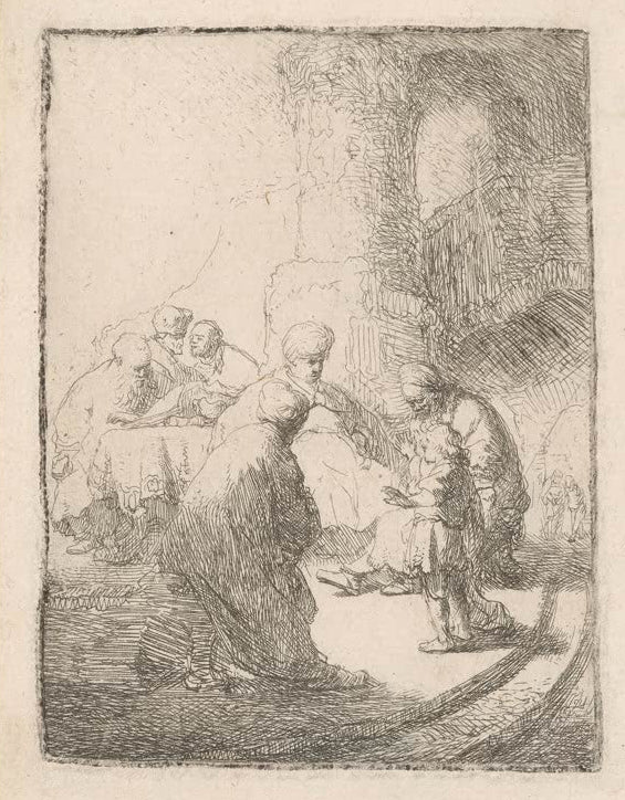 Kunstdruck von Rembrandt van Rijn, Christus disputiert mit den Gelehrten: kleine Platte