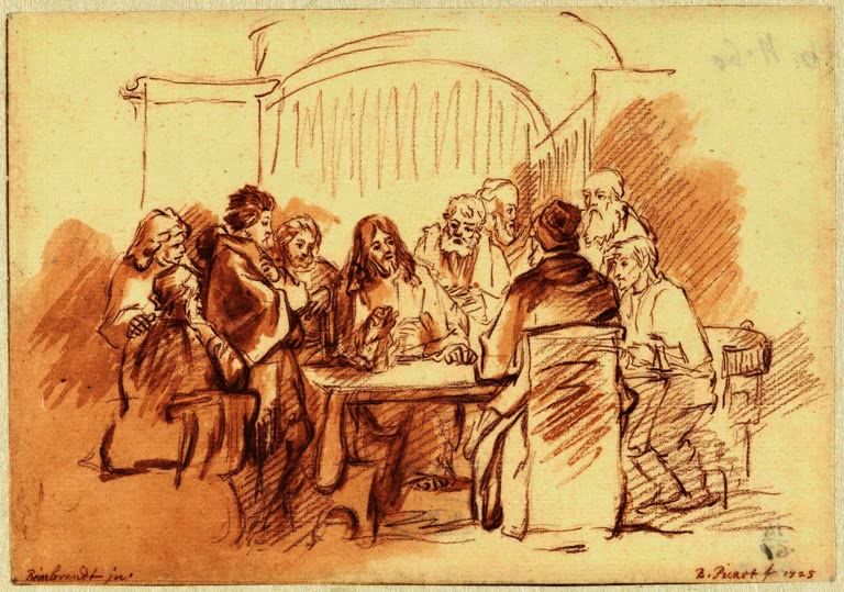 Kunstdruck „Christus mit den Jüngern am Tisch“ von Rembrandt van Rijn


