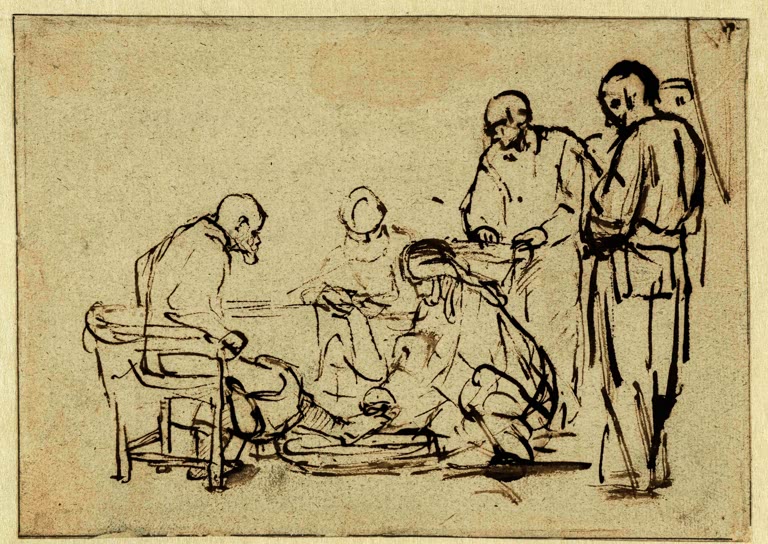 Kunstdruck „Christus wäscht den Jüngern die Füße“ von Rembrandt van Rijn
