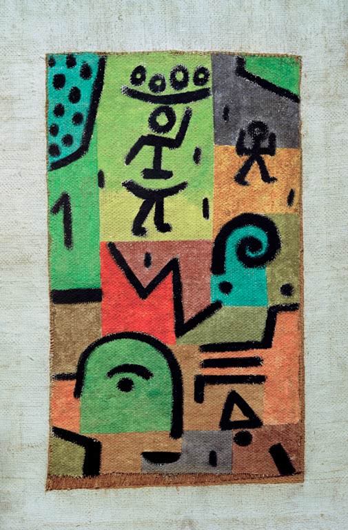Kunstdruck „Citronen-Ernte“ von Paul Klee mit abstrakter Darstellung einer Landschaft und Zitronenernte

