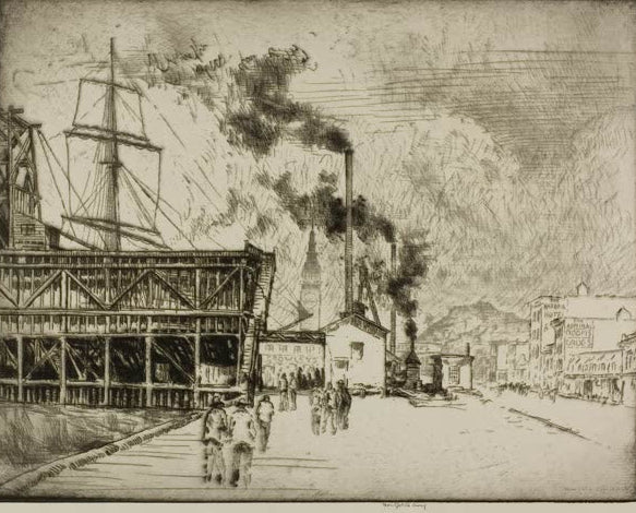 Crowleys Wharf von Bror Julius Olsson Nordfeldt als Kunstdruck, handgefertigt in Deutschland, erhältlich als Poster oder Leinwand.