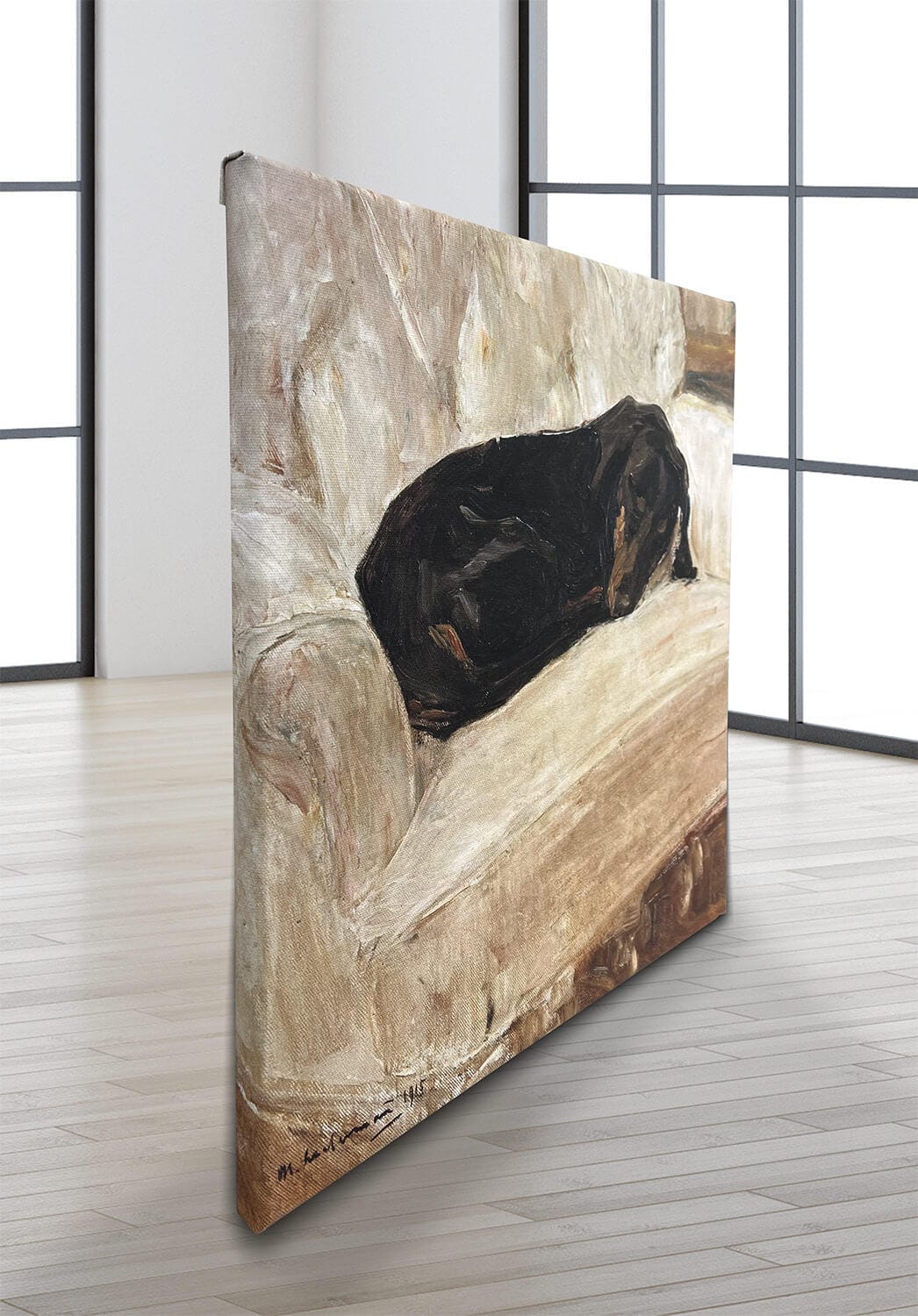 Schlafender Dackel im Lehnstuhl | Max Liebermann 40 x 45 cm als Leinwand auf Keilrahmen