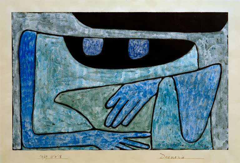 Kunstdruck des Gemäldes Daemonie von Paul Klee, handgefertigt in Deutschland als hochwertiger Kunstdruck.