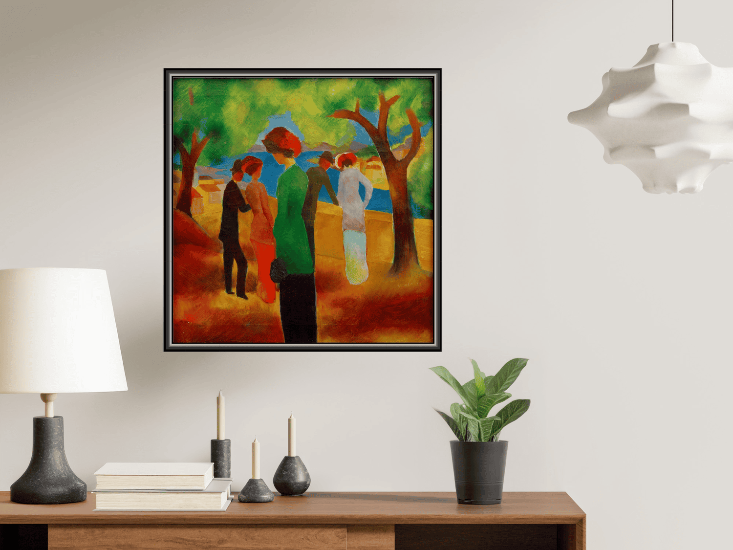 Dame in grüner Jacke | August Macke