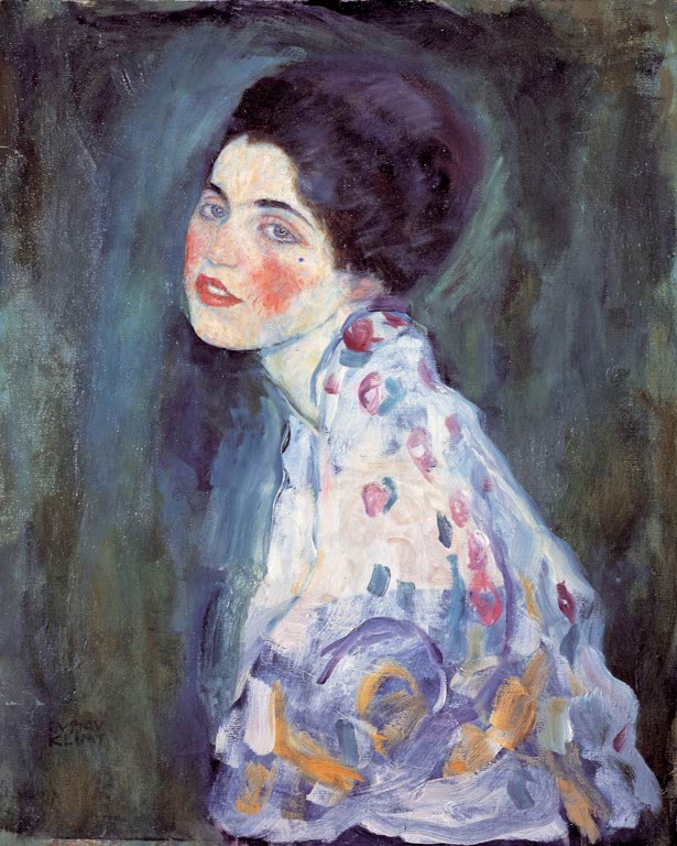 Kunstdruck des Gemäldes „Damenporträt“ von Gustav Klimt – hochwertige Reproduktion eines eleganten Porträts im Jugendstil.