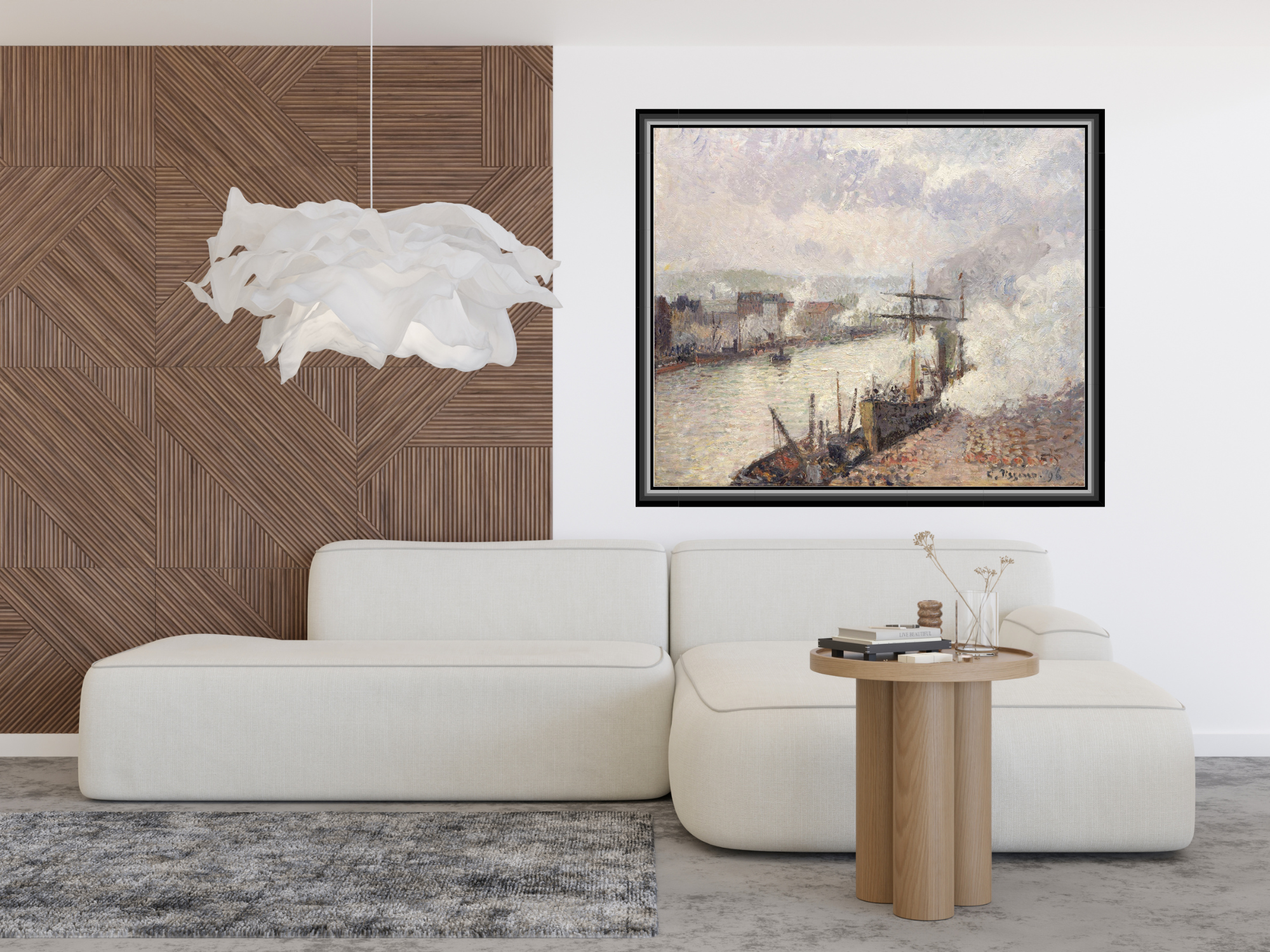 Dampfschiffe im Hafen von Rouen | Camille Pissarro