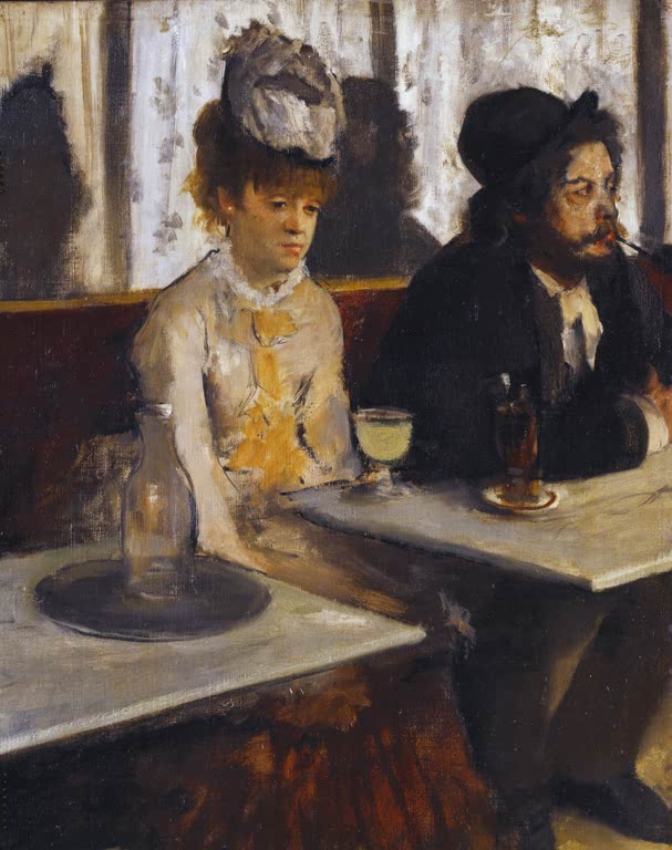 Kunstdruck von „Dans un café, ou L'absinthe“ von Edgar Degas, handgefertigt in Deutschland als Leinwand oder Poster erhältlich