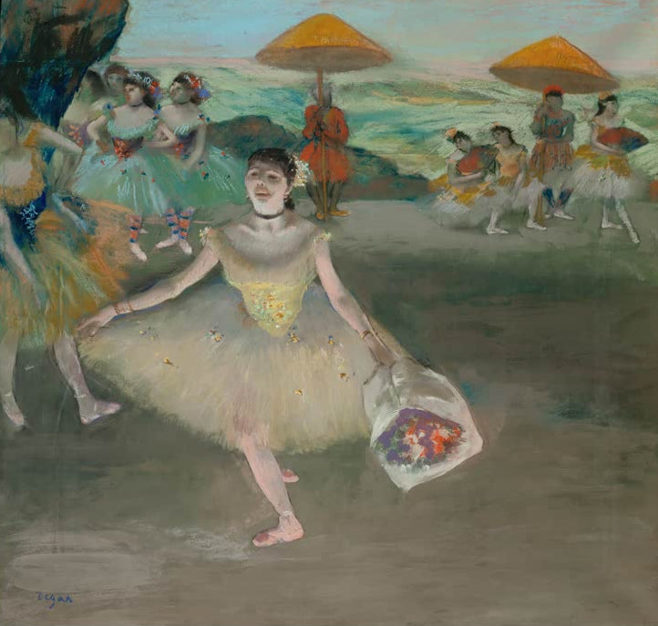 Kunstdruck von „Danseuse sur la scene“ von Edgar Degas, handgefertigt in Deutschland als Leinwand oder Poster erhältlich