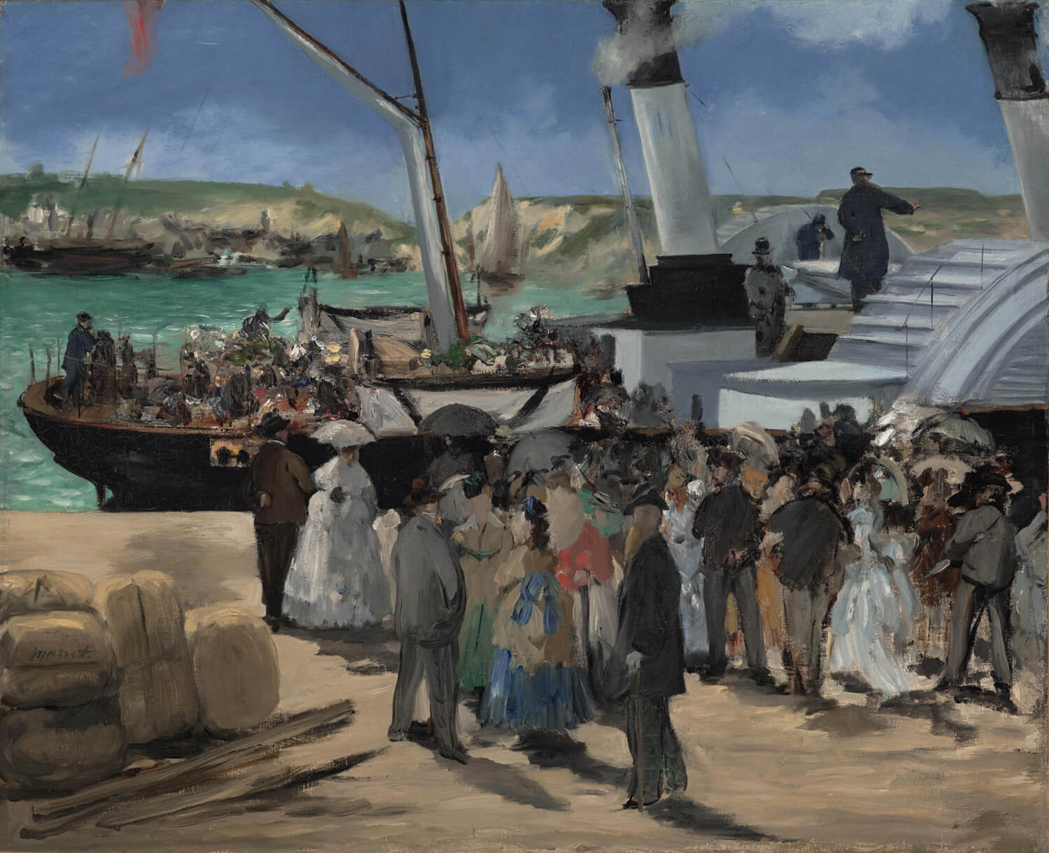 Das Gemälde zeigt ein elegantes Boot auf dem Wasser in der Küstenstadt Boulogne, mit lebendigen Farben und dynamischen Pinselstrichen. Es fängt das Spiel von Licht und Wasser im Impressionismus ein und vermittelt eine ruhige, maritim inspirierte Atmosphäre.