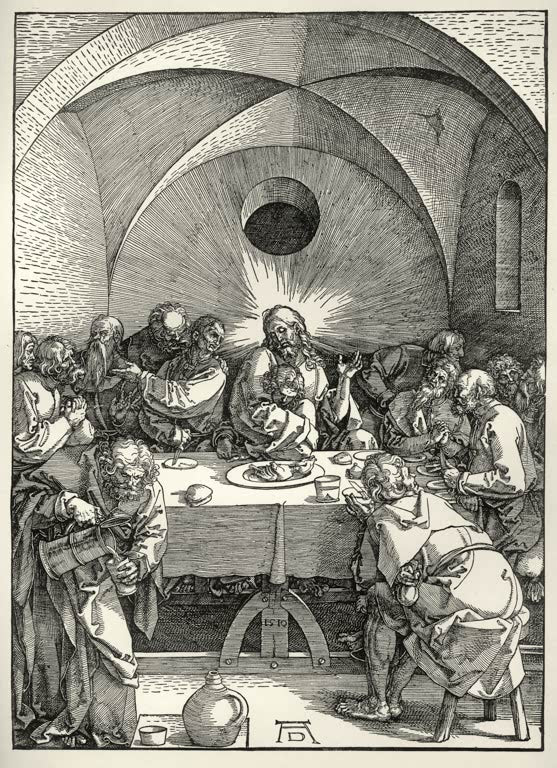 Kunstdruck des Gemäldes „Das Abendmahl“ von Albrecht Dürer in hochwertiger Druckqualität. Erhältlich als Poster oder auf Leinwand, optional auch gerahmt.