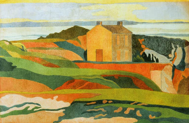Kunstdruck „Das Haus des Gehängten“ von Charles Filiger mit mystischer Landschaft und symbolistischer Stimmung