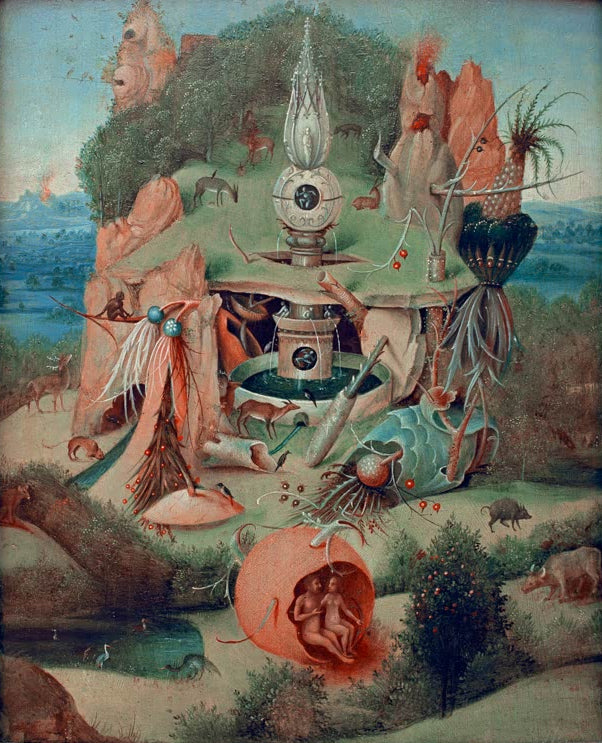 Kunstdruck „Das Paradies“ von Hieronymus Bosch mit Gartenlandschaft, religiöser Symbolik und detailreicher Szene