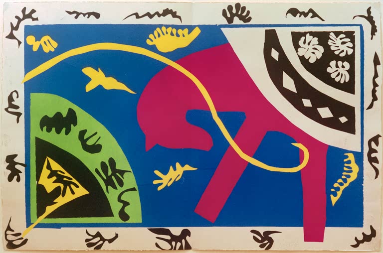 Kunstdruck des Gemäldes Das Pferd, die Kunstreiterin und der Clown von Henri Matisse, handgefertigt in Deutschland als Poster oder Leinwand erhältlich