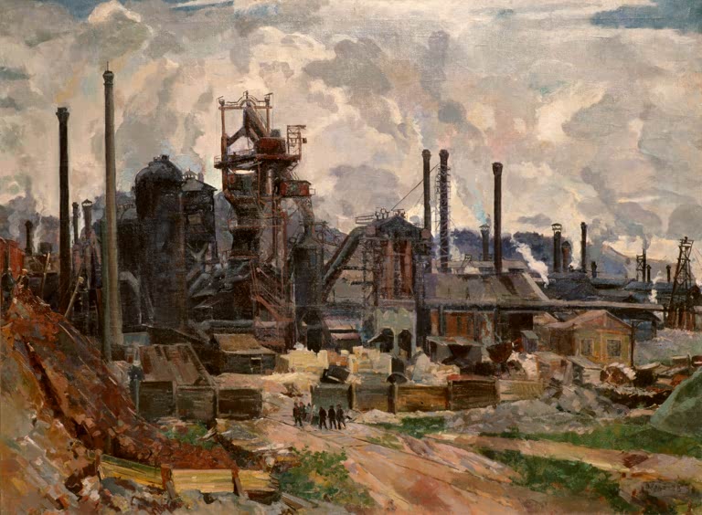 Kunstdruck „Das Stahlwerk in Tschussowoi“ von Wassili Wassiljewitsch Krajnew