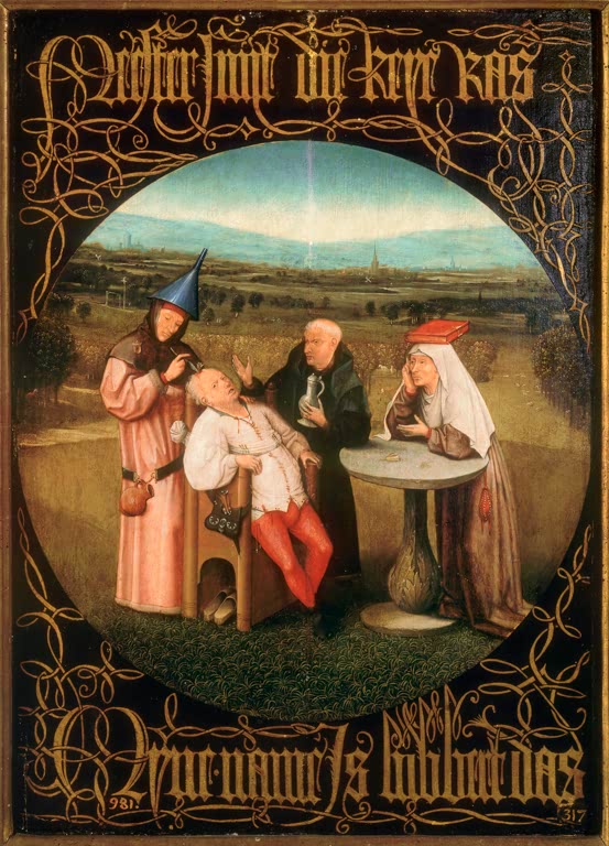 Kunstdruck „Das Steinschneiden“ von Hieronymus Bosch mit satirischer Behandlungsszene und moralischer Symbolik