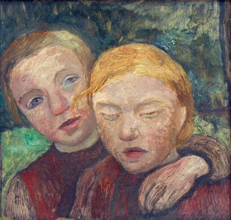 Kunstdruck von „Das blinde Schwesterchen“ von Paula Modersohn-Becker. Ausdrucksstarke Kinderdarstellung mit einfühlsamer Farbgebung, in Deutschland handgefertigt.