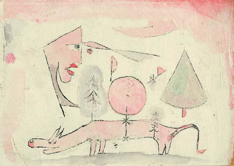 Kunstdruck „Das schamlose Tier“ von Paul Klee mit abstrahierter Tierfigur und charakteristischer Farbgestaltung