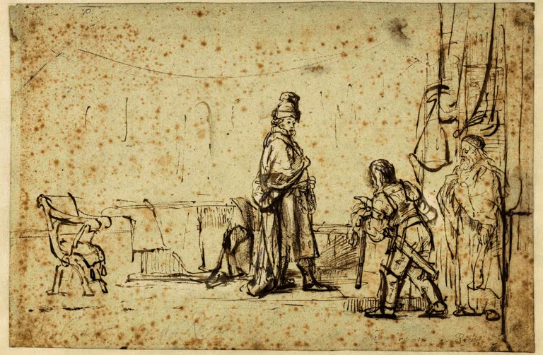 Kunstdruck „David empfängt die Nachricht vom Tod Urias“ von Rembrandt van Rijn