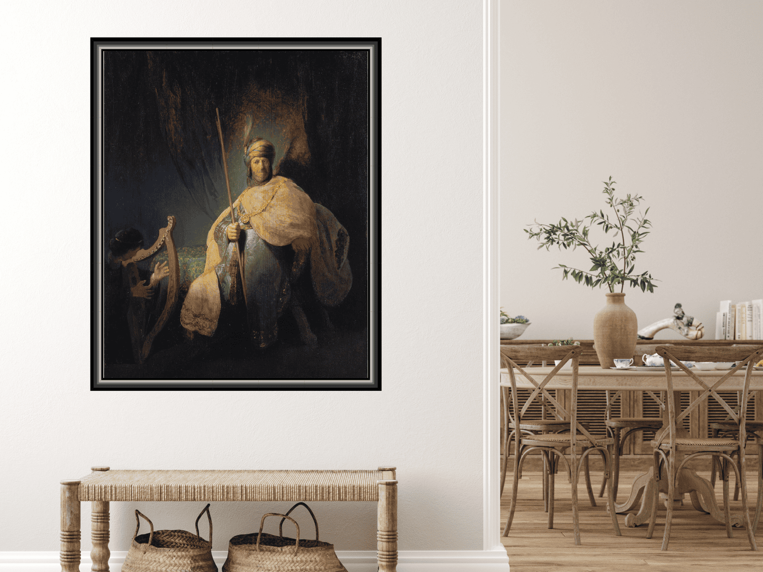 David spielt die Harfe vor Saul | Rembrandt van Rijn