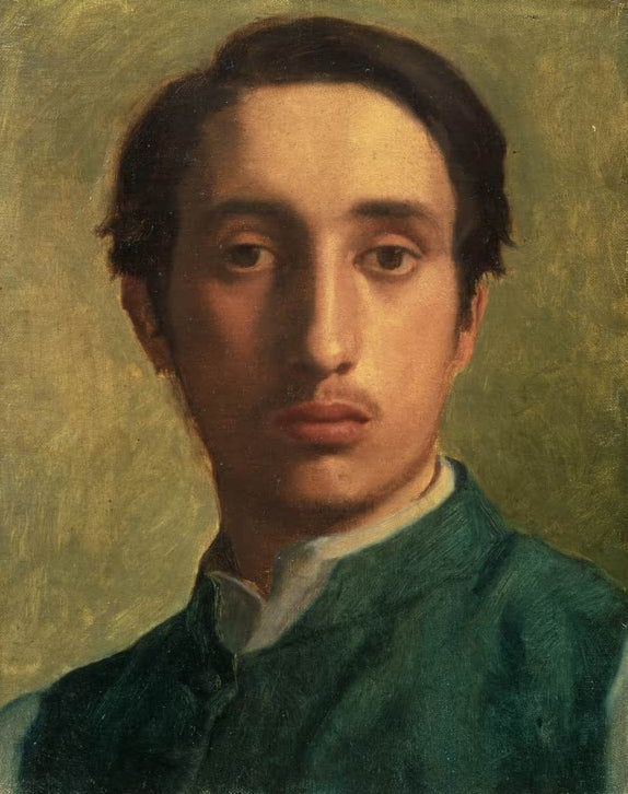 Kunstdruck von Degas en Gilet vert von Edgar Degas mit einem eindrucksvollen Selbstporträt des Künstlers in grüner Weste.