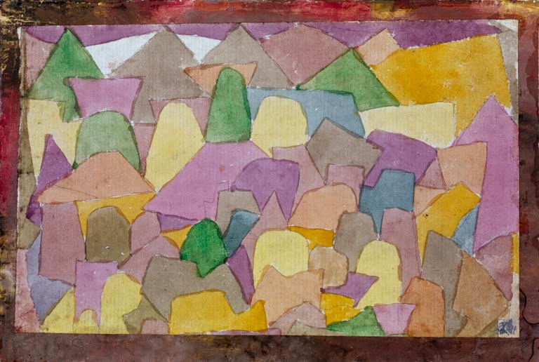 Kunstdruck „Denkmäler am Hang“ von Paul Klee, handgefertigt in Deutschland