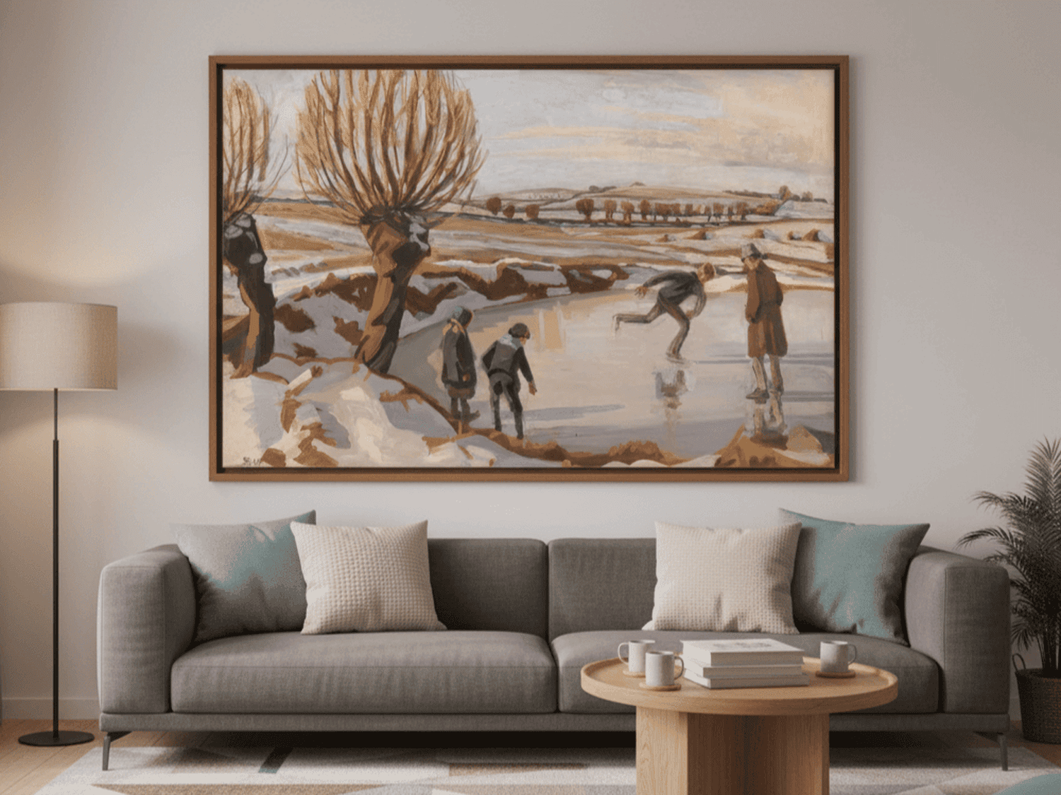 Der Winter ist da, Landschaft mit Eisbahn | Fritz Syberg