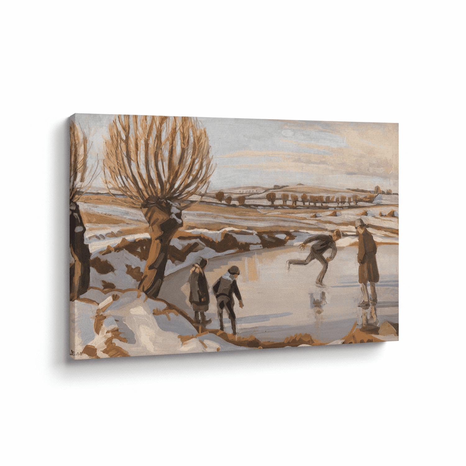 Der Winter ist da, Landschaft mit Eisbahn | Fritz Syberg