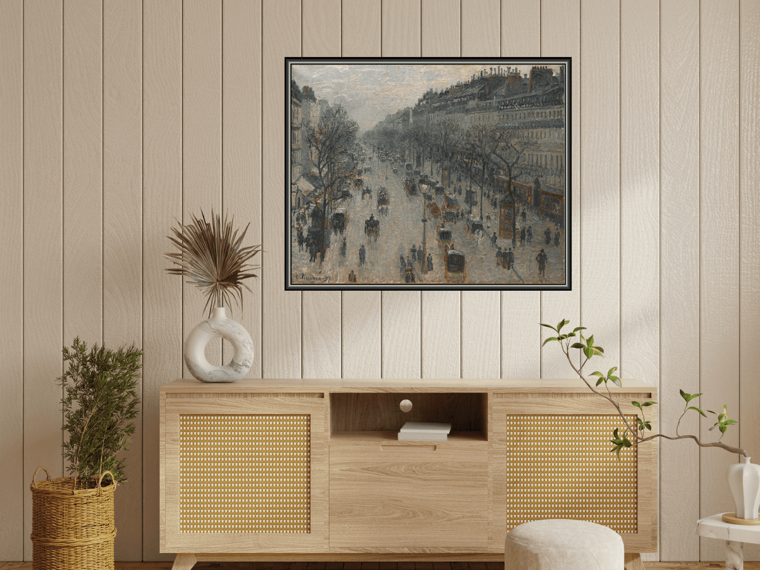 Der Boulevard Montmartre an einem Wintermorgen | Camille Pissarro